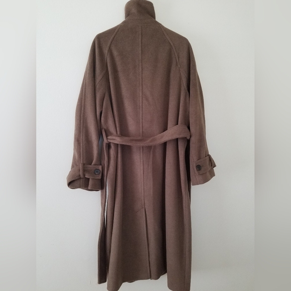 NWOT ASOS DESIGN Top Collar Boyfriend Belted Coat Mushroom Size Med - Picture 4 of 16